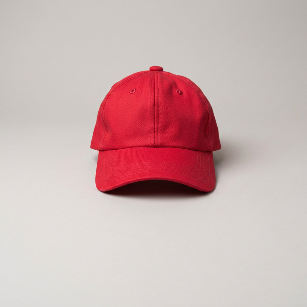 Caps in red, blank and ready for club branding