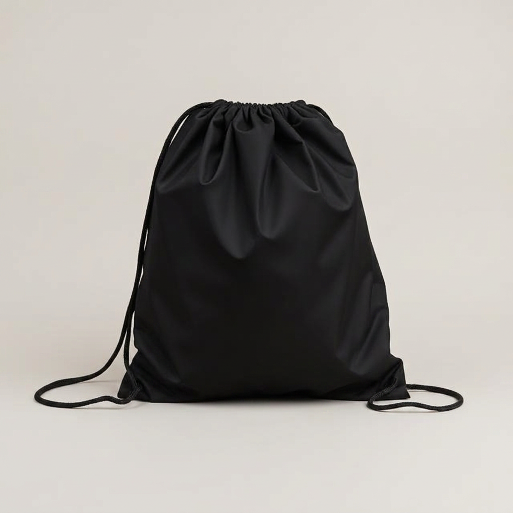 Drawstring Bags in black, blank and ready for club branding