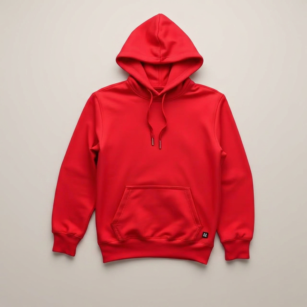 Hoodies in red, blank and ready for club branding