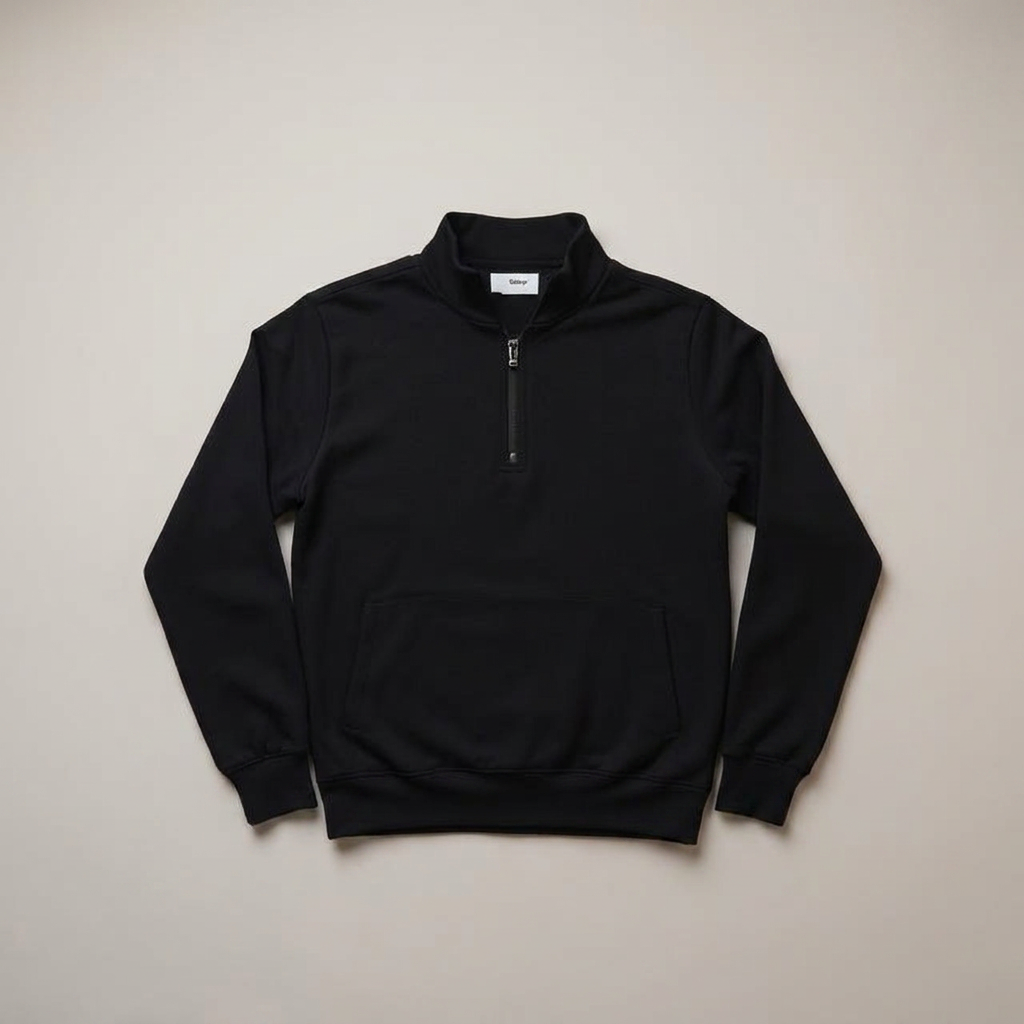 Quarter Zips in black, blank and ready for club branding