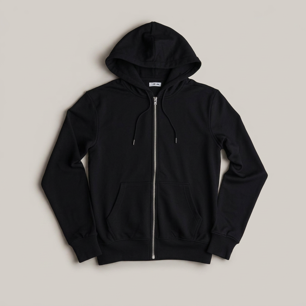 Zip Hoodies in black, blank and ready for club branding